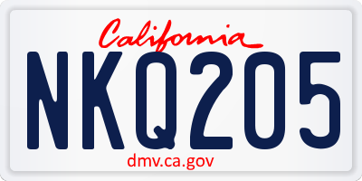 CA license plate NKQ205