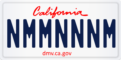 CA license plate NMMNNNM