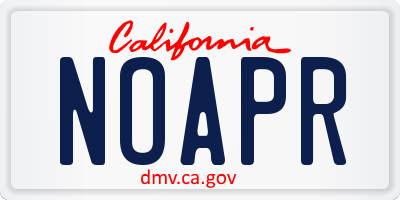 CA license plate NOAPR