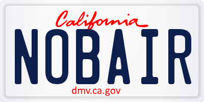CA license plate NOBAIR
