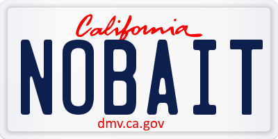 CA license plate NOBAIT