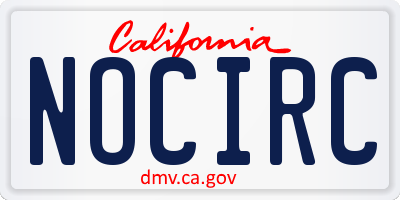 CA license plate NOCIRC