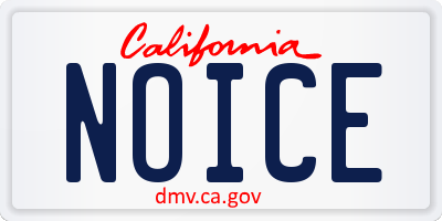 CA license plate NOICE