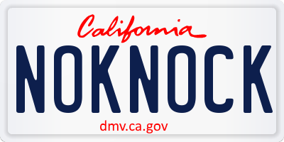 CA license plate NOKNOCK