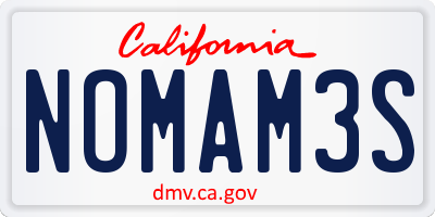 CA license plate NOMAM3S