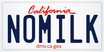 CA license plate NOMILK