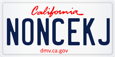 CA license plate NONCEKJ