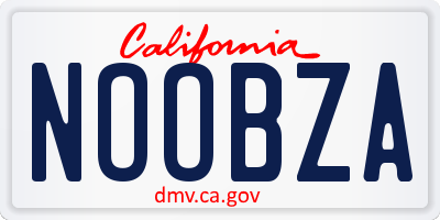 CA license plate NOOBZA