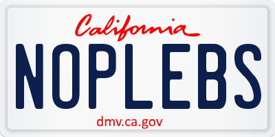CA license plate NOPLEBS