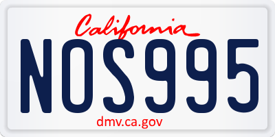 CA license plate NOS995