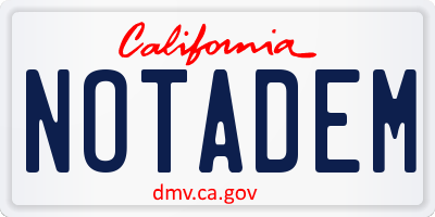 CA license plate NOTADEM