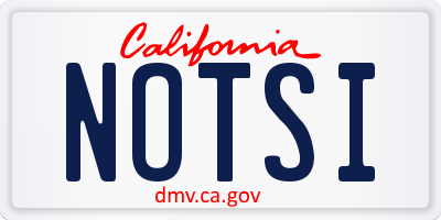 CA license plate NOTSI