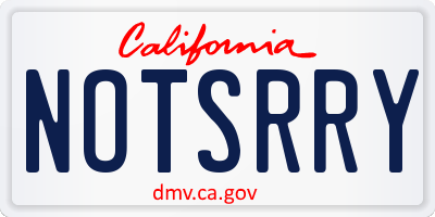 CA license plate NOTSRRY