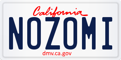 CA license plate NOZOMI