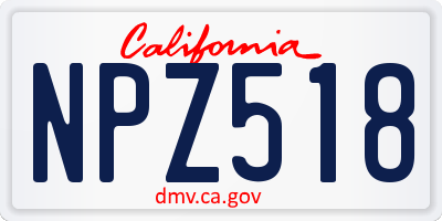 CA license plate NPZ518