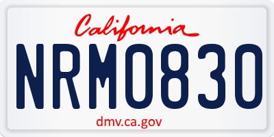 CA license plate NRM0830
