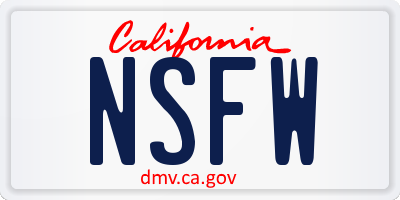CA license plate NSFW