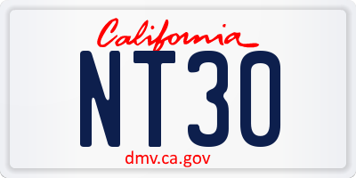 CA license plate NT30