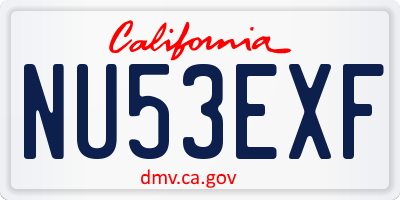 CA license plate NU53EXF