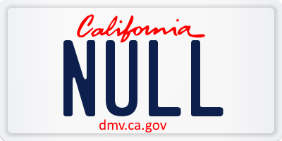 CA license plate NULL