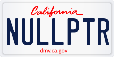 CA license plate NULLPTR