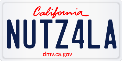 CA license plate NUTZ4LA