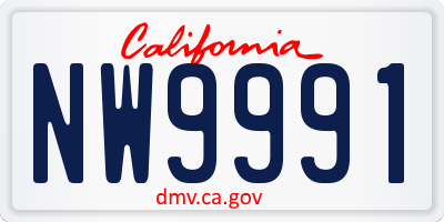 CA license plate NW9991