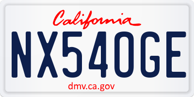 CA license plate NX54OGE