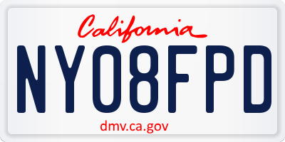 CA license plate NY08FPD