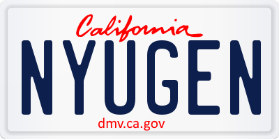 CA license plate NYUGEN