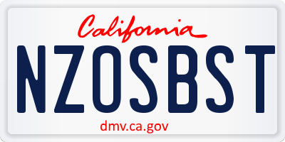 CA license plate NZOSBST