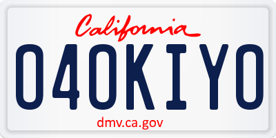 CA license plate O4OKIYO