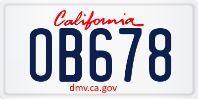 CA license plate OB678