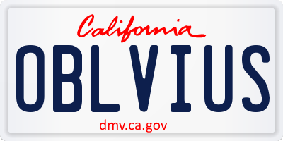 CA license plate OBLVIUS