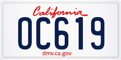 CA license plate OC619