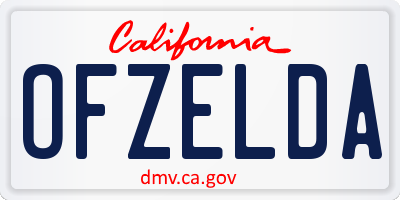 CA license plate OFZELDA