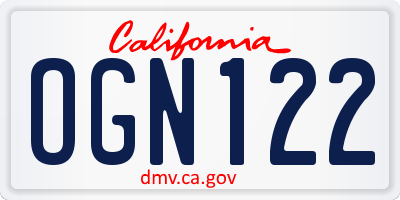 CA license plate OGN122