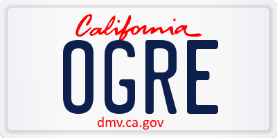 CA license plate OGRE