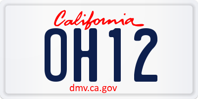 CA license plate OH12