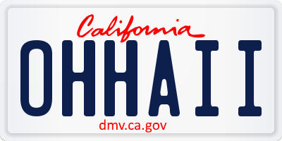 CA license plate OHHAII