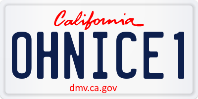 CA license plate OHNICE1