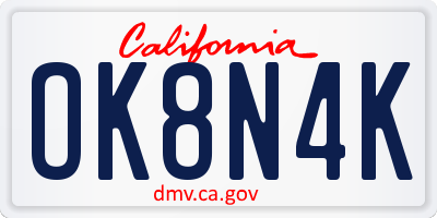 CA license plate OK8N4K