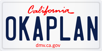 CA license plate OKAPLAN