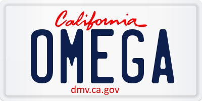 CA license plate OMEGA