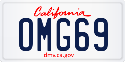 CA license plate OMG69