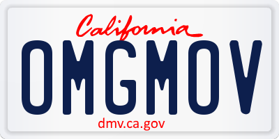 CA license plate OMGMOV