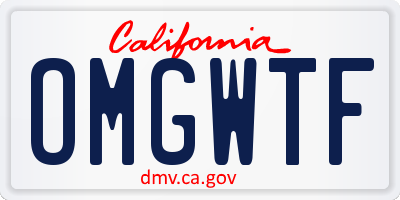 CA license plate OMGWTF