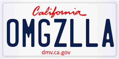 CA license plate OMGZLLA