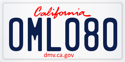 CA license plate OML080