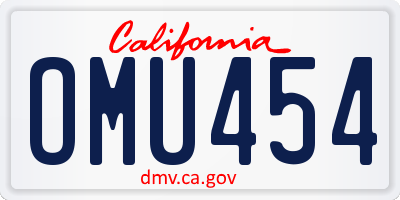 CA license plate OMU454